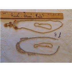 TWO VINTAGE RHINESTONE NECKLACES AND BRACELETS