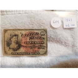 1863 US 10 CENT FRACTIONAL CURRENCY
