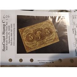 1862 US 5 CENT FRACTIONAL CURRENCY