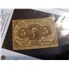 Image 2 : 1862 US 5 CENT FRACTIONAL CURRENCY