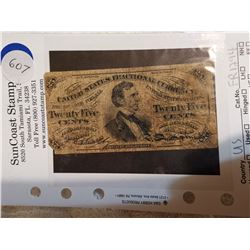 1863 US 25 CENT FRACTIONAL CURRENCY