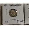 Image 2 : 1941, 42 NFLD 5 CENT COINS