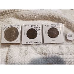 3 OLD ROYALITY COINS, MEDALLION