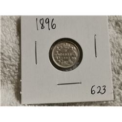 1896 CANADA SILVER 5 CENT COIN