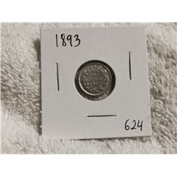 1893 CANADA SILVER 5 CENT COIN