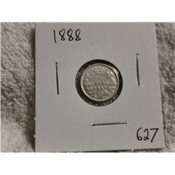 1888 CANADA SILVER 5 CENT COIN