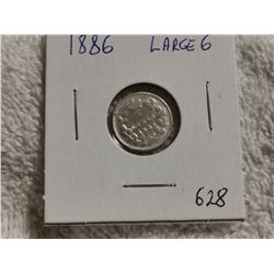 1886 CANADA SILVER 5 CENT COIN