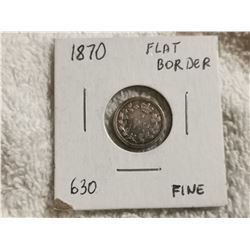 1970 FLAT BORDER CANADA SILCER 5 CENT COIN
