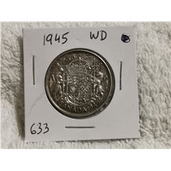 1945 WD SILVER 50 CENT COIN