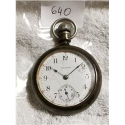 WALTHAM WORKING SIZE 18, SILVER COIN CASE, 15 JEWEL