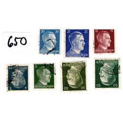 7 VINTAGE GERMAN WW2 STAMP HITLER HEADS