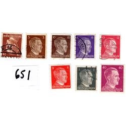 8 VINTAGE GERMAN WW2 STAMP HITLER HEADS