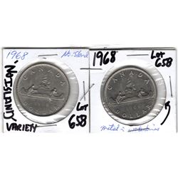 1968 1 DOLLAR VARIETIES. NO ISLAND & METAL IN WATERLINES