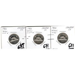 1966 ERRORS IN 6 THREE COIN SET