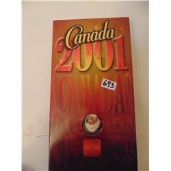 2001 COLOURED MAPLE LEAF 25 CENT COIN SEALED