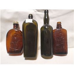 4 ANTIQUE WHISKEY BOTTLES