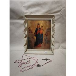 3D RELIGIOUS PICTURE AND ROSARY