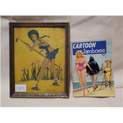 PIN-UP VINTAGE PHOTO AND 1957 CARTOON
