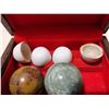 Image 4 : VINTAGE TREASURE BOX WITH CONTENT, 2 GIANT MARBLES
