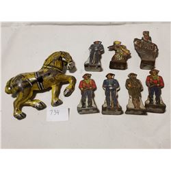 TIN ANTIQUE SOLDIERS AND HORSE