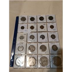 SHEET OF CANADIAN COINS, VARIOUS