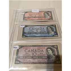1954 $2, $5 & $10 BILLS