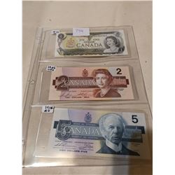 1973 - $ BILL AND $2, $5 FROM 1986 AU TO UNC