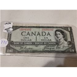 1954 $1 DEVILS FACE BILL