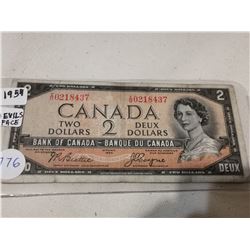 1954 $2 DEVILS FACE BILL
