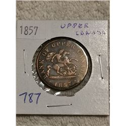 1857 UPPER CANADA 1 CENT, DRAGON SLAYER