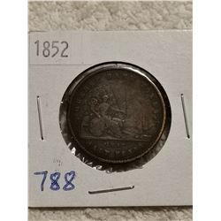 1852 PROVINCE OF CANADA 1 CENT COIN TOKEN