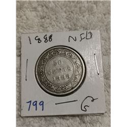 1888 NFLD SILVER 50 CENT COIN
