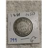 Image 1 : 1888 NFLD SILVER 50 CENT COIN