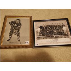 2 HOCKEY FRAMED PICTURES, 9" X 11"
