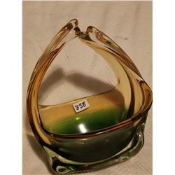 VINTAGE BLOWN GLASS VASE, 7"