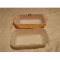 2 FIREKING DISHES, MARGARINE CASSEROLE