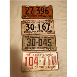 SASKATCHEWAN LICENSE PLATES, 1937, 36, 59, 73