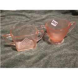 2 DEPRESSION GLASS PIECES, PINK
