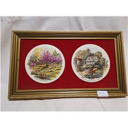 ANTIQUE CURRIER/IVES FRAMED FLAT PLATES