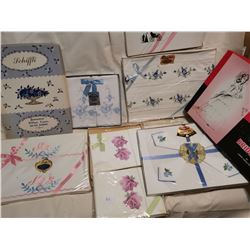 VINTAGE NEW OLD STOCK PILLOW CASES AND BRIDGE SET