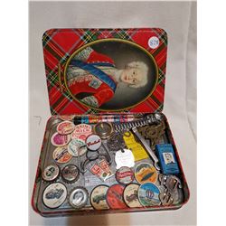 VINTAGE ITEMS INSIDE OLD TIN