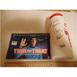 AUTOGRAPHED PAUL MOLITOR WATER BOTTLE & STAR TREK BOOK