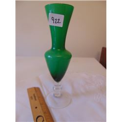 GREEN GLASS BUD VASE