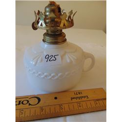 SMALL MILK GLASS (HONG KONG) OIL LAMP BASE
