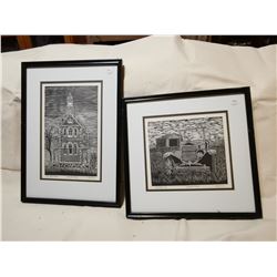 2 SIGNED BARTER, SK PICTURES 14 X 19" AND 15 X 15"