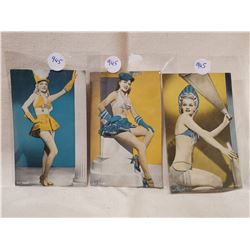 ORIGINAL 1940'S PIN-UP PHOTOS CARDS, 5 3/8 X 3 1/4, SET OF 3