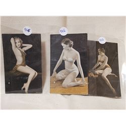ORIGINAL 1920'S, 30'S PIN-UP CARDS, 5 3/8 X 3 1/4, SET OF 3