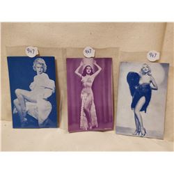 ORIGINAL 1940'S PIN-UP PHOTOS CARDS, 5 3/8 X 3 1/4, SET OF 3
