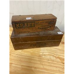 2 WOOD BOXES, KRAFT CHEESE & RECIPES