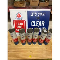 2 SIDED AMOCO SIGN & 6 N.O.S. GREASE TUBES